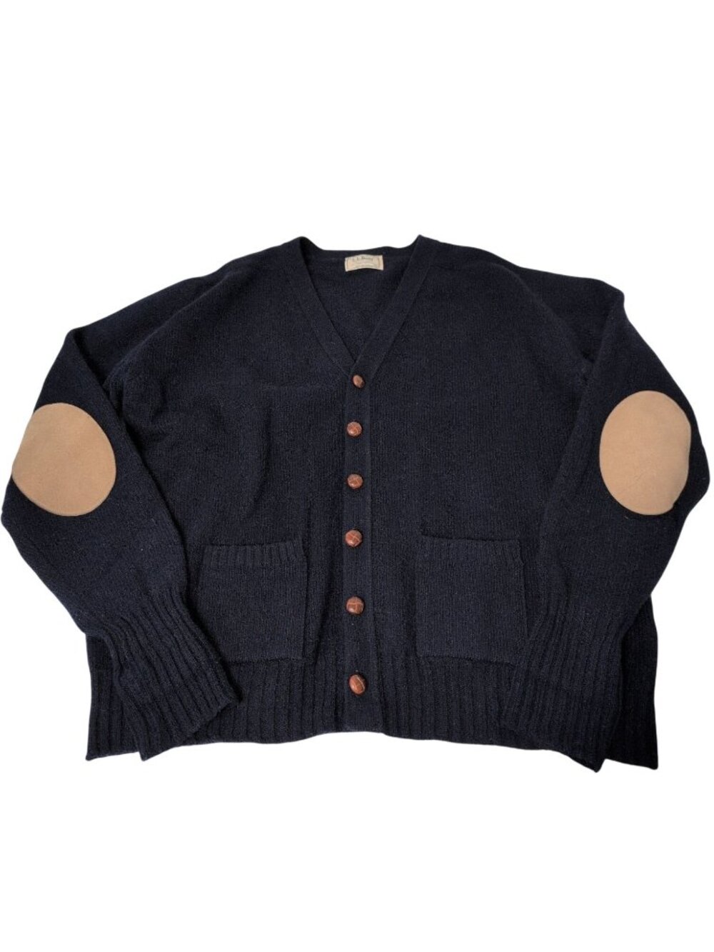 Vintage USA LL Bean Cardigan Mens Size XL Camel Hair Lambswool Academia